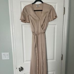 XS Show me your mumu champagne satin bridesmaids dress wrap style